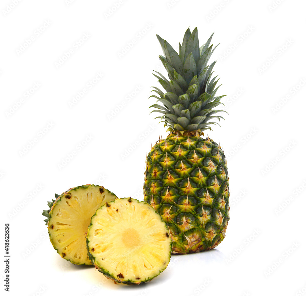 Pineapple slices isolated on white background Pineapple slices isolated on white background