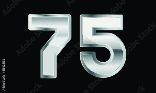 75 Silver Elegant Modern 3D Number © nomersatu