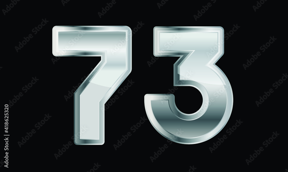 73 Silver Elegant Modern 3D Number 73 Silver Elegant Modern 3D Number