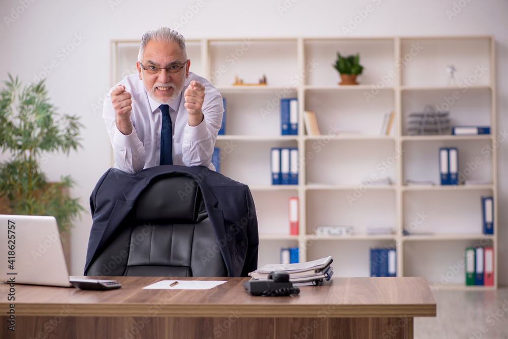 Experienced old businessman in the office Experienced old businessman in the office