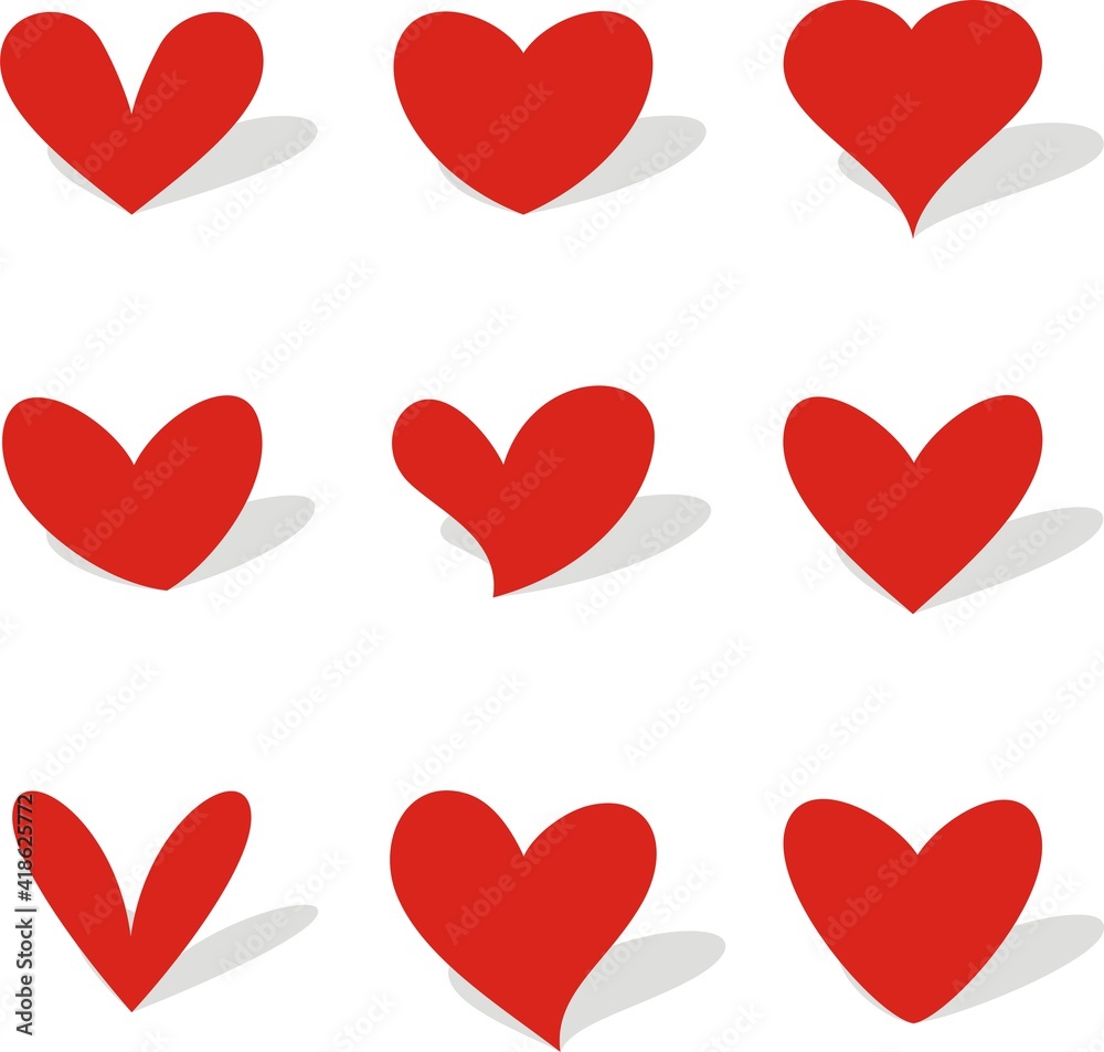 Love heart icon. Loving hearts, red like and lovely romance outline symbols.Vector illustration.