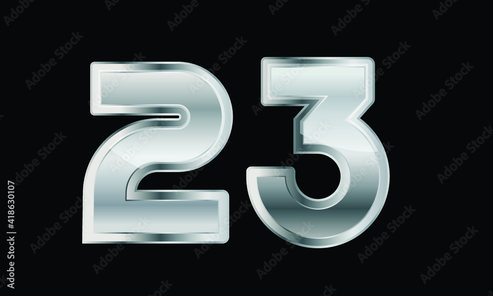 23 Silver Elegant Modern 3D Number
