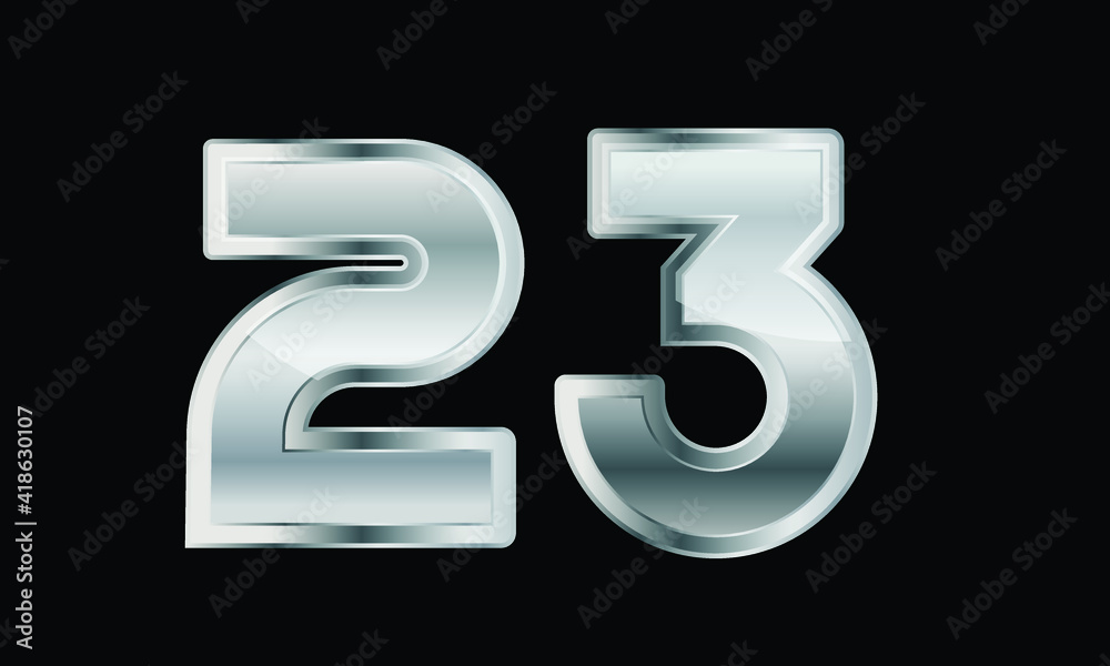 23 Silver Elegant Modern 3D Number 23 Silver Elegant Modern 3D Number
