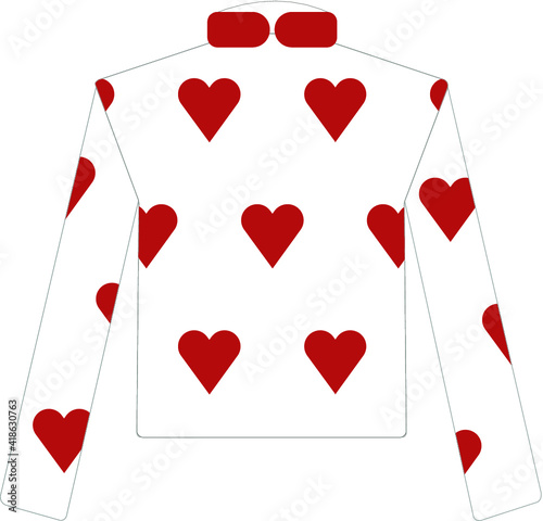 Jockey silks with red hearts