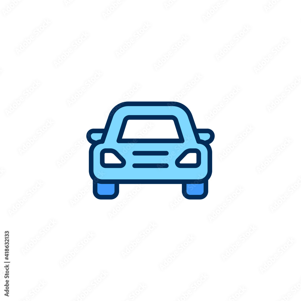 Car front view icon. Simple filled outline style sign symbol. Auto, view, sport, race, transport concept. Vector illustration isolated on white background. EPS 10. Car front view icon. Simple filled outline style sign symbol. Auto, view, sport, race, transport concept. Vector illustration isolated on white background. EPS 10.