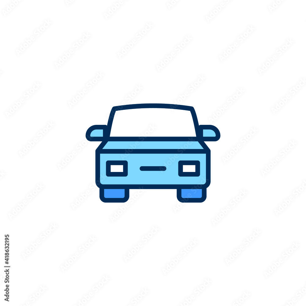 Car front view icon. Simple filled outline style sign symbol. Auto, view, sport, race, transport concept. Vector illustration isolated on white background. EPS 10.