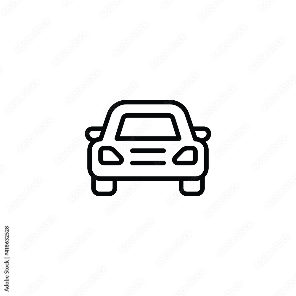 Car front line icon. Simple outline style sign symbol. Auto, view, sport, race, transport concept. Vector illustration isolated on white background. EPS 10.