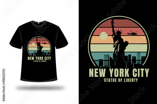 t-shirt new york city statue of liberty color orange yellow and green