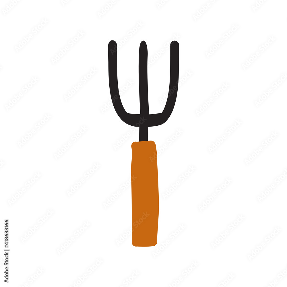 Fototapeta premium Cute pitchfork gardening tools elements icon illustration