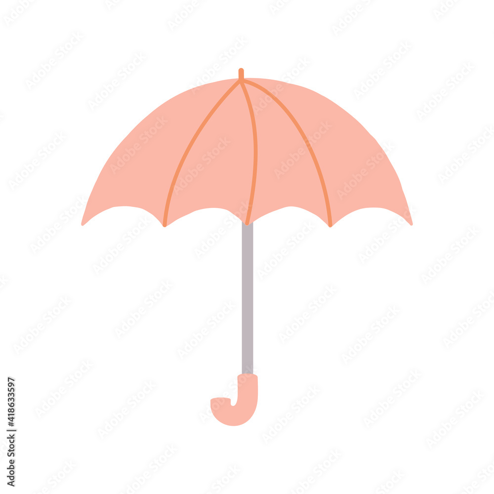Cute pink umbrella icon elements illustration