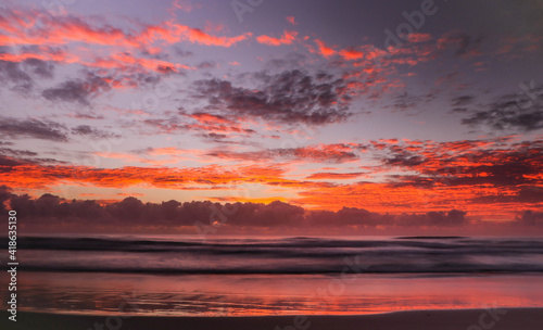 Beautiful sunrise over the Pacific Ocean in Pottsville  NSW  Australia