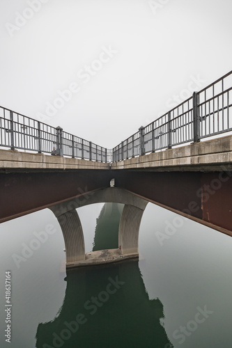 Austin texas pfluger bridge in fog