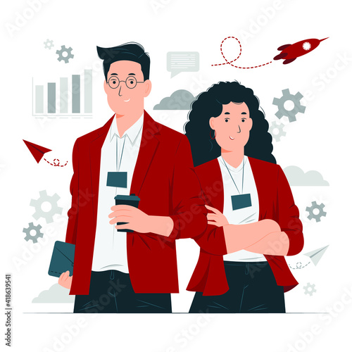 Business partner, partnership, businessman and businesswoman concept illustration