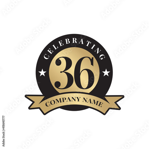 Celebrating 36th year anniversary logo design template