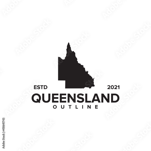 Queensland outline map logo design template photo