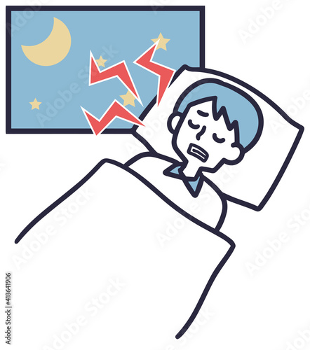 歯ぎしりする男性 シンプルイラスト