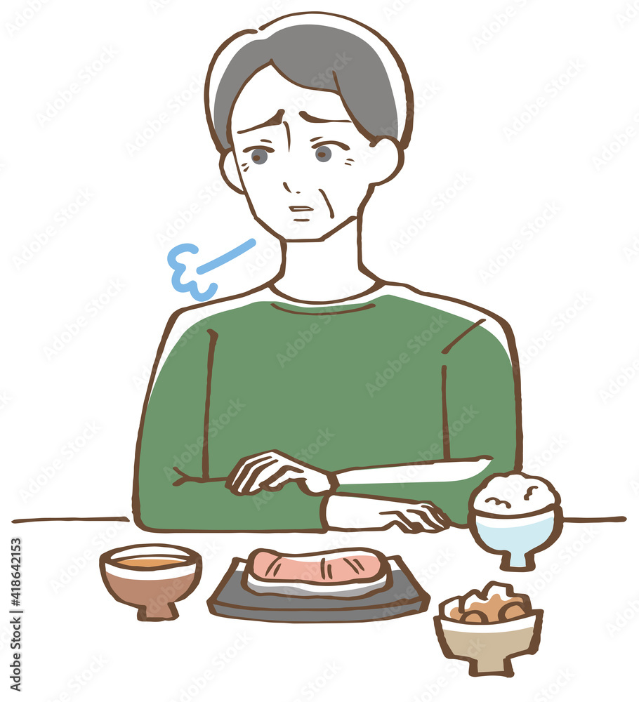 食欲のないシニア男性 イラスト 食欲のないシニア男性 イラスト
