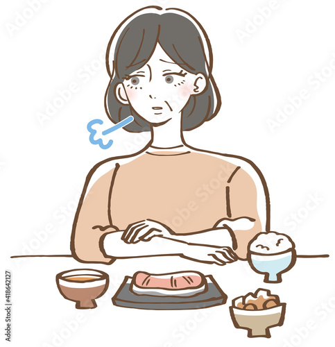 食欲のないシニア女性 イラスト