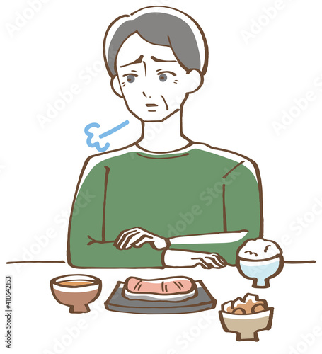 食欲のないシニア男性 イラスト