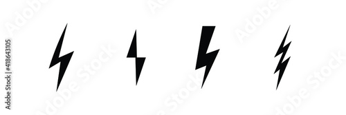 Thunder and Bolt Lighting Flash Icons Set. Vector