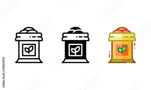 Fertilizer icon. With outline, glyph, and filled outline styles