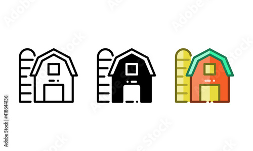 Granary icon. With outline, glyph, and filled outline styles