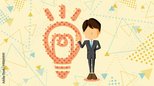 何かをひらめいたスーツ姿の男性のイラスト