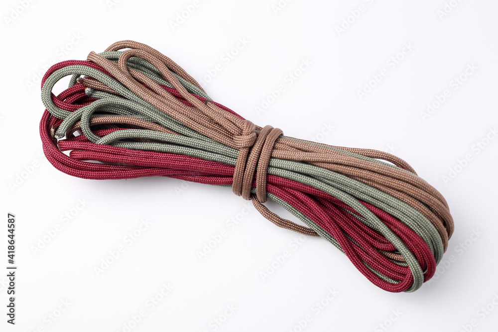 Paracord, rope or cord isolated on a white background.