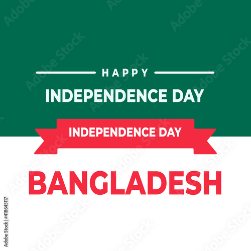 Bangladesh happy Independence day social media post template with ribbon illustration