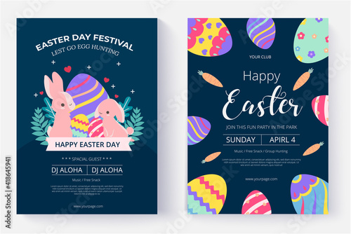 Happy easter day background and flyer. Vector illustration. Hand drawn. Greeting card. Business banner.