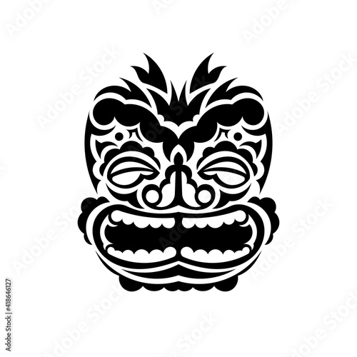 Maori pattern face. Samoan style mask. Polynesian style tattoo or print. Vector