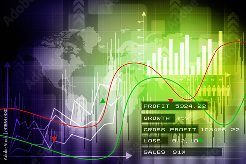 2d rendering Stock market online business concept. business Graph 