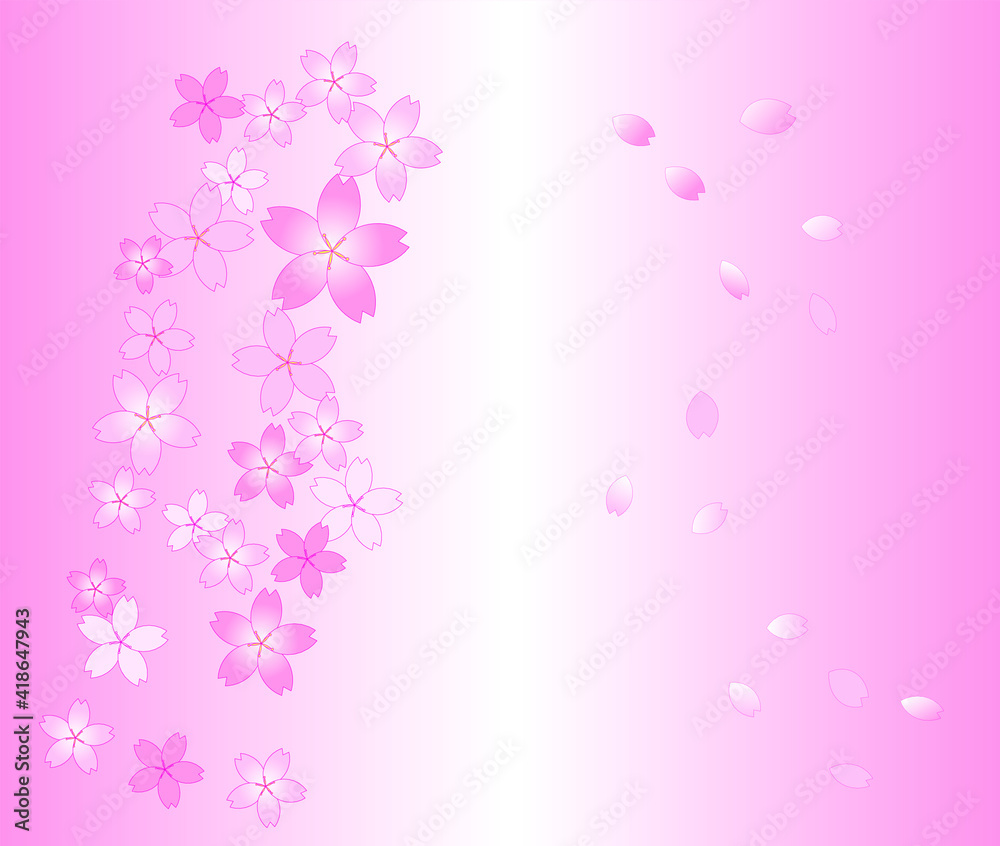 ピンク色の桜の花の装飾用のベクター素材(グラデーション背景)	