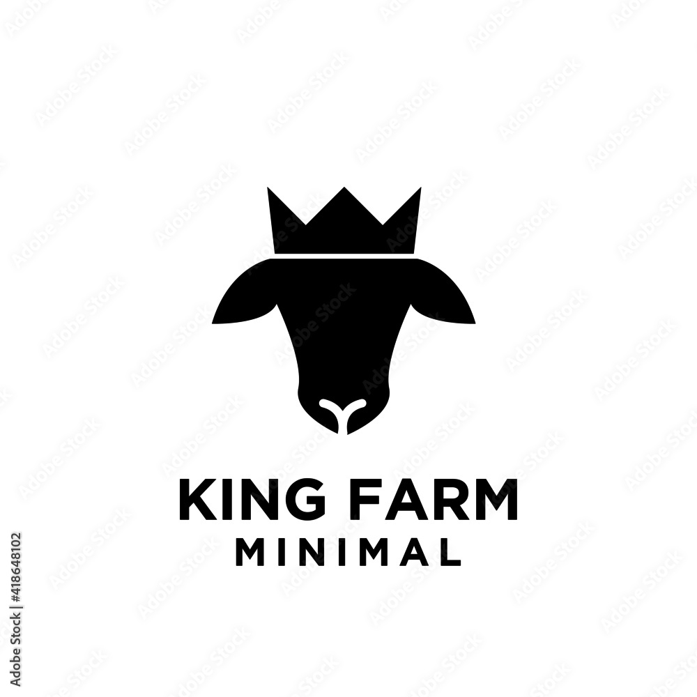 king farm minimal black logo vector icon illustration design concept sheep head using a crown king farm minimal black logo vector icon illustration design concept sheep head using a crown