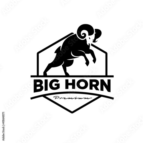 big horn rams, goat, sheep, lamb logo silhouette - mammal, animal vector badge vector illustration design for business, sport, team logo design