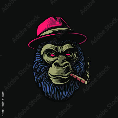 the gangster gorilla head illustration