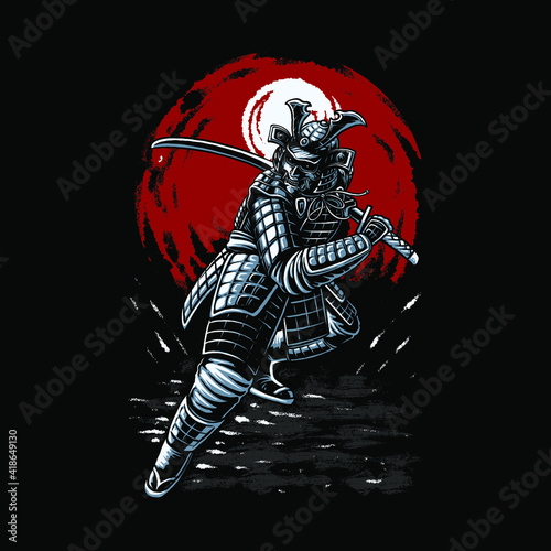 the fighting samurai warrior illustration