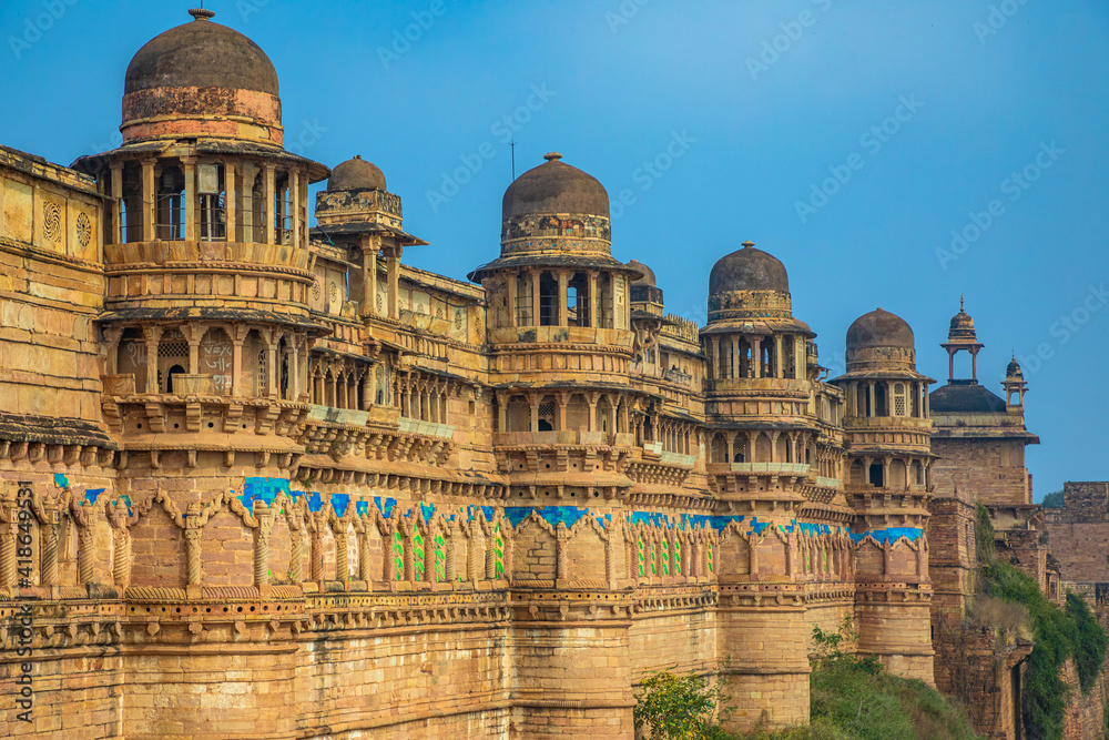 Fototapeta premium King Man Singh Palace in Gwalior fort, Gwalior, Madhya Pradesh, India