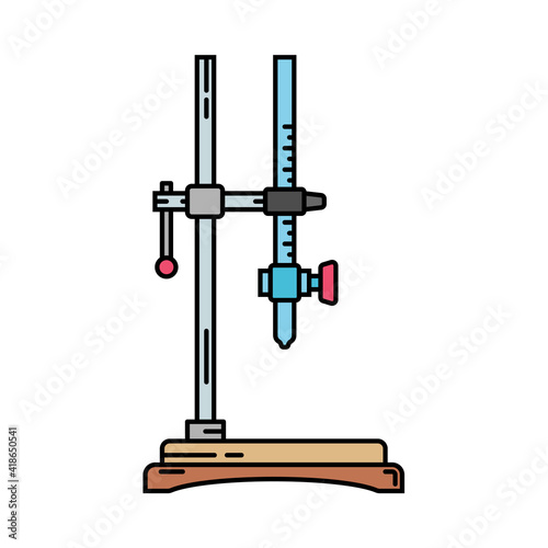 Line color medical pharmaceutical icon retort stand. Professional equipment symbol. Science, pharmacy, medic, chemistry background emblem element. Laboratory glass. Vector medical outline illustration