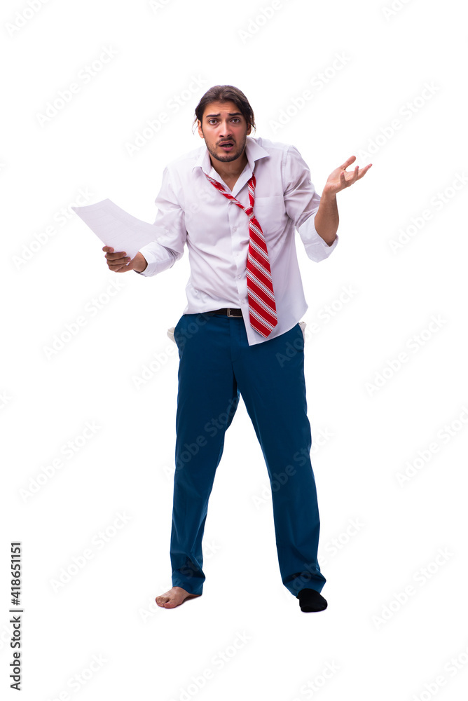 Young man with paper in unemployment concept Young man with paper in unemployment concept