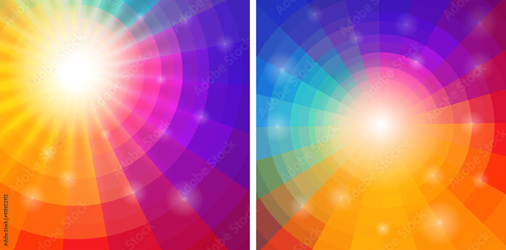 Abstract circular colorful background set. Vector illustration