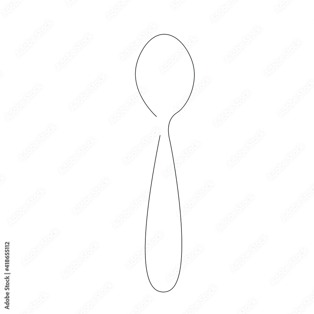 Spoon silhouette line drawing, vector illustration Spoon silhouette line drawing, vector illustration