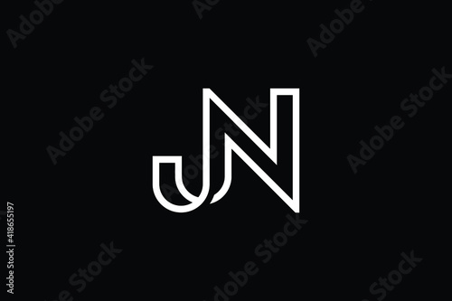JN logo letter design on luxury background. NJ logo monogram initials letter concept. JN icon logo design. NJ elegant and Professional letter icon design on black background. J N NJ JN