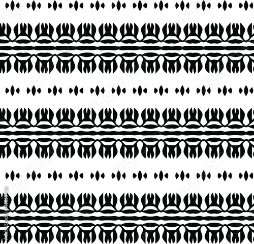 Geometric vector pattern with triangular elements. Seamless abstract ornament for wallpapers and backgrounds. Black and white patterns.
