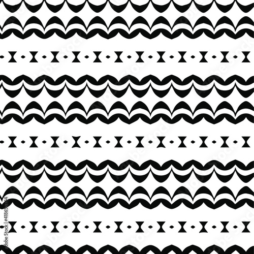  Geometric vector pattern with triangular elements. Seamless abstract ornament for wallpapers and backgrounds. Black and white patterns.