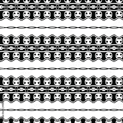 Geometric vector pattern with triangular elements. Seamless abstract ornament for wallpapers and backgrounds. Black and white patterns.