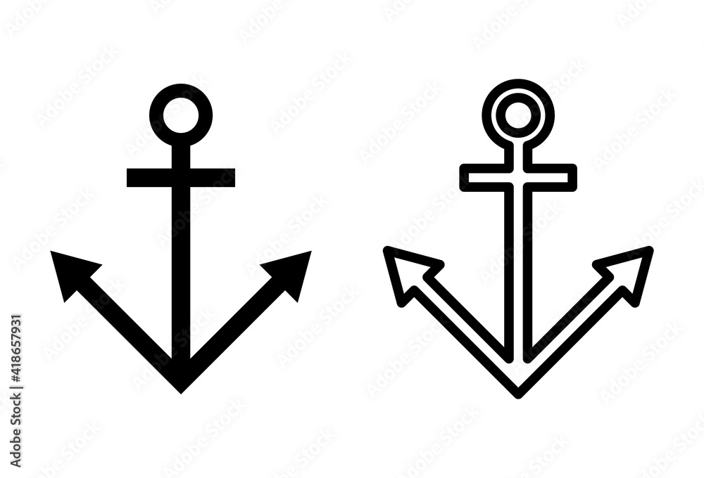 Anchor icon set. Anchor symbol logo. Anchor marine icon.