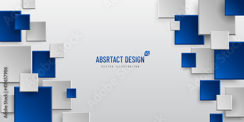 Abstract geometric background with copy space, Rectangle grey and dark blue color pattern. Modern and minimal concept. You can use for cover, poster, banner web, Landing page, Print ad. Vector EPS10