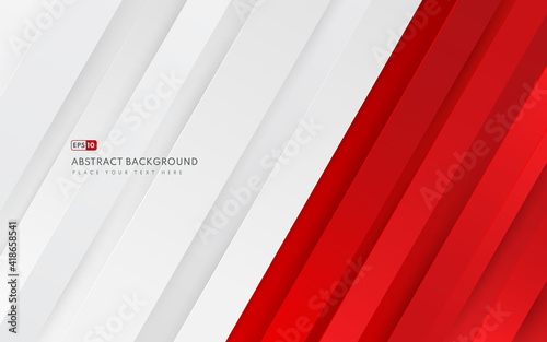 Abstract diagonal geometric red & white gradient color background and lines texture with copy space. Modern & minimal style. You can use for template brochure, poster, banner web, print. Vector EPS10