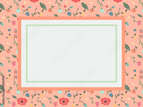 Wallpaper Mural おしゃれな花のフレーム落書き風 Torontodigital.ca